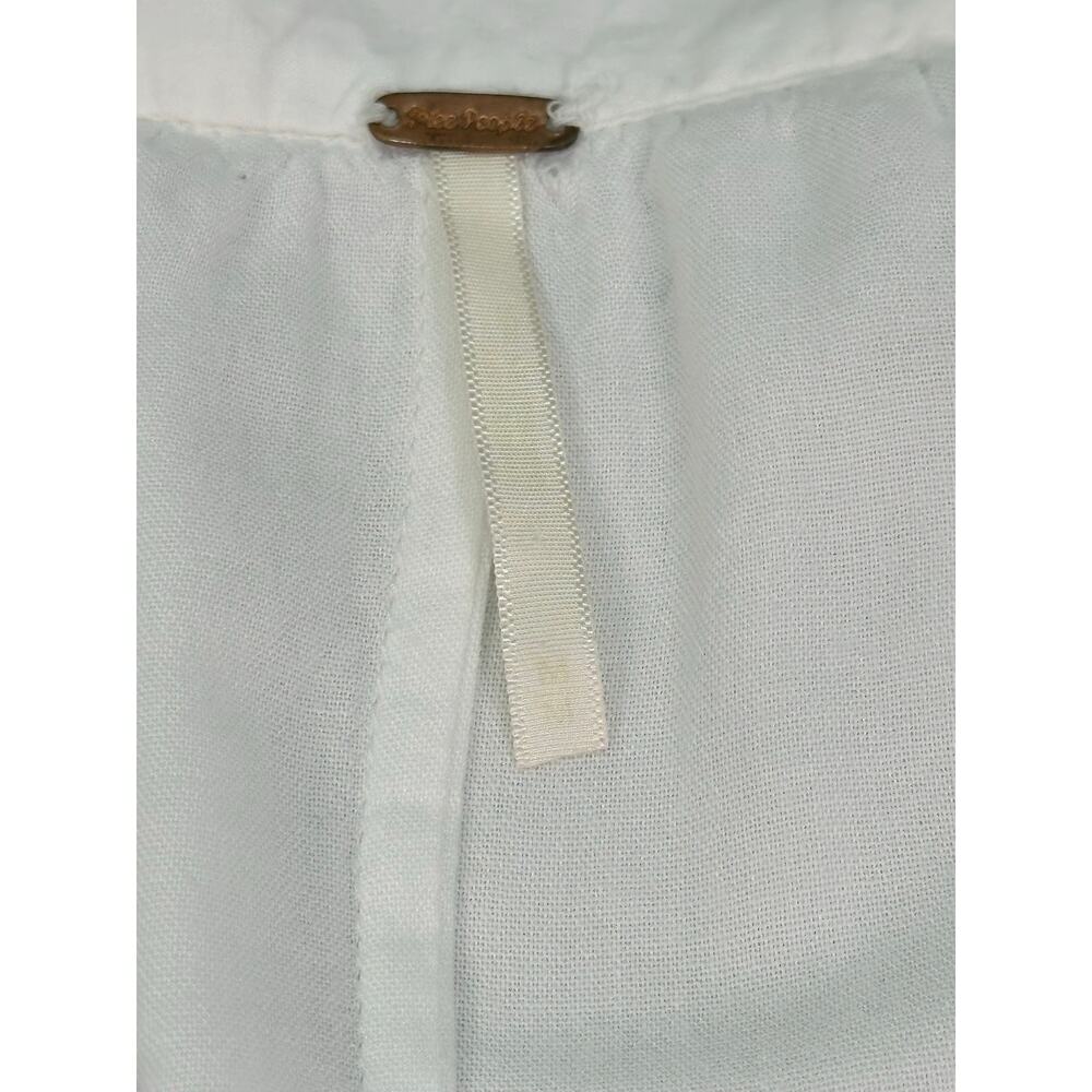 Free People Charlie White Cotton V Neck Maxi Dress Tie Waist Pockets Size Medium - Picture 7 of 11